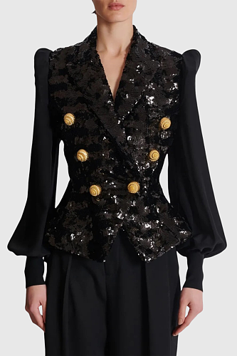 Sequin Double Breasted Blazer