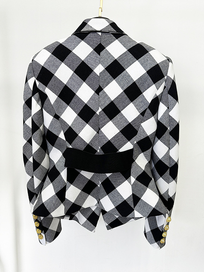 Gingham Button Blazer