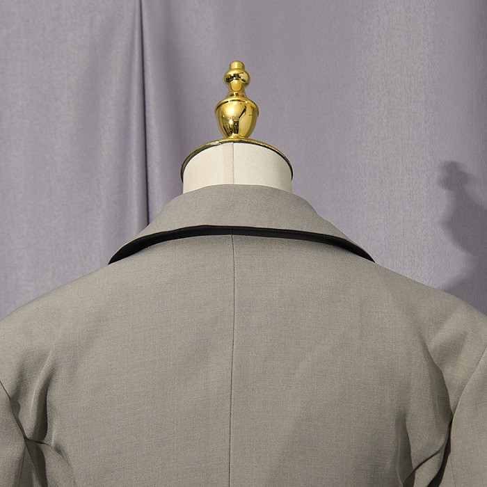 Silhouette Laced Up Tailored Jacket Blazer - Grey