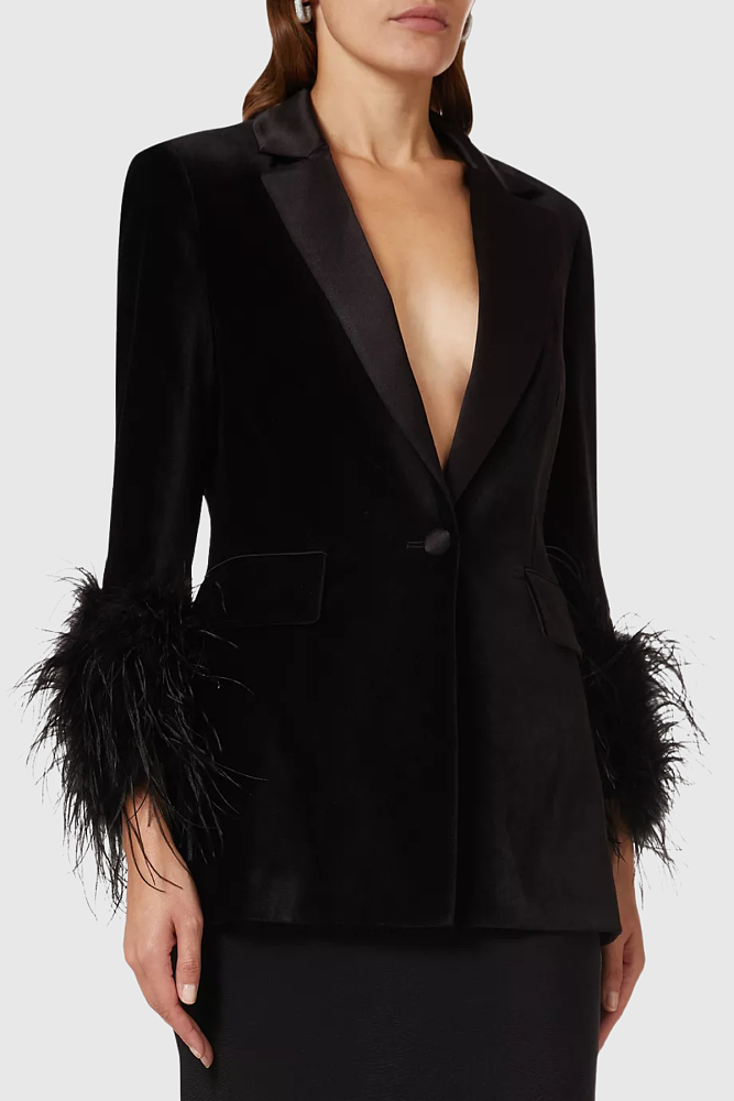Feather Velvet Blazer
