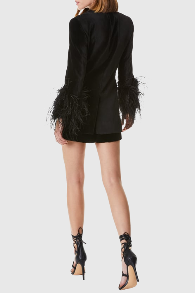 Feather Velvet Blazer