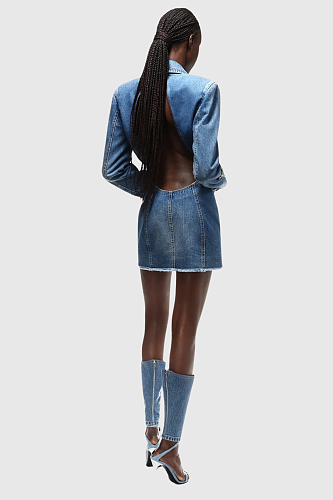 Embellished Cutout Denim Blazer