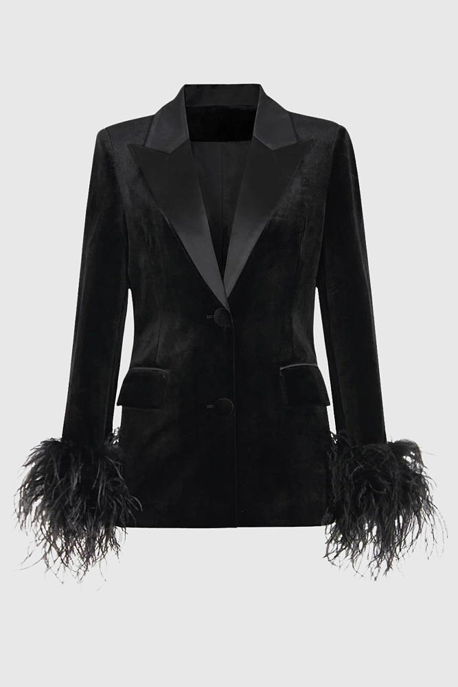 Feather Velvet Blazer