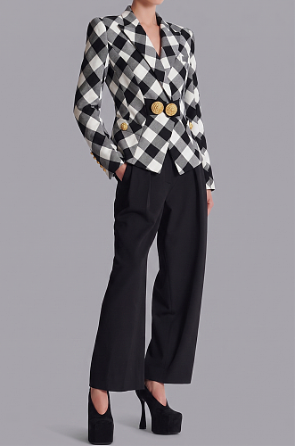 Gingham Button Blazer