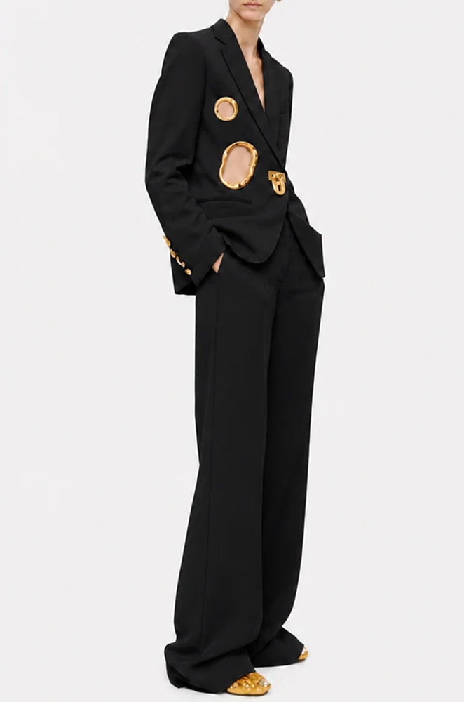 Metal Embellished Cutout Blazer