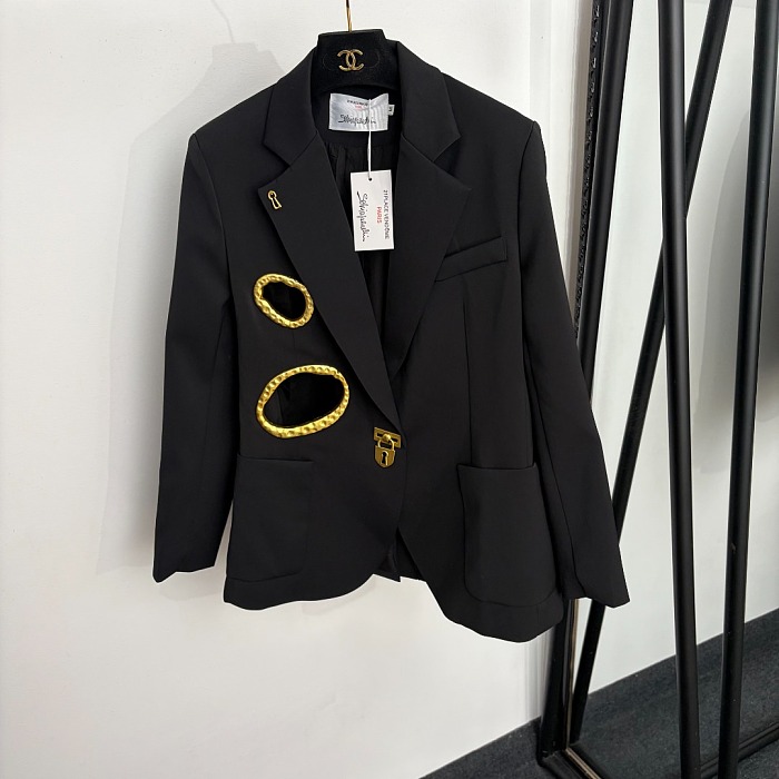 Metal Embellished Cutout Blazer