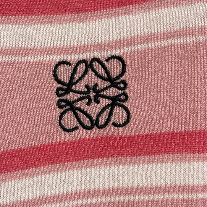 Loewe Pink and White Striped Lightweight Knit Sweater