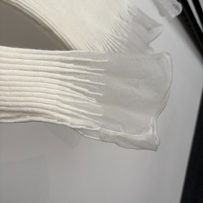 Miu Miu White Ribbed Knit Long-sleeve Top