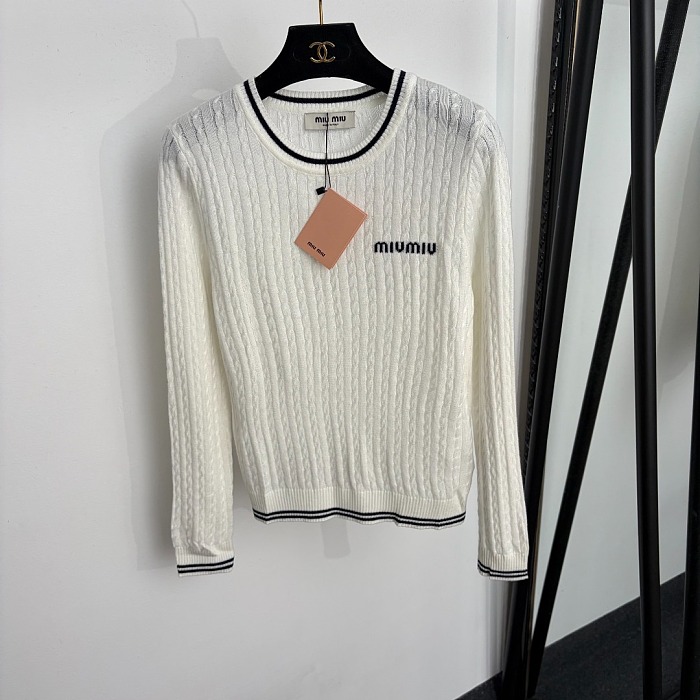 Miu Miu Cable-knit Crewneck Sweater