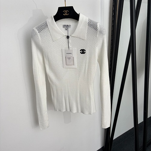 CC Mesh Top with Polo Collar