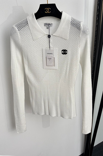 CC Mesh Top with Polo Collar