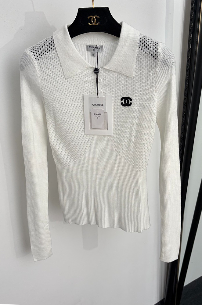 CC Mesh Top with Polo Collar