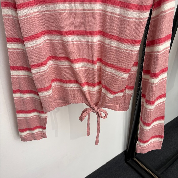 Loewe Pink and White Striped Lightweight Knit Sweater