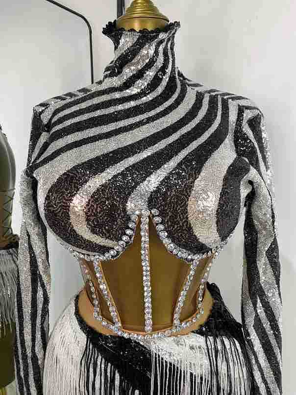 Corset Fringe Evening Gown