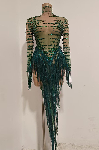 Emerald Fringe Dress