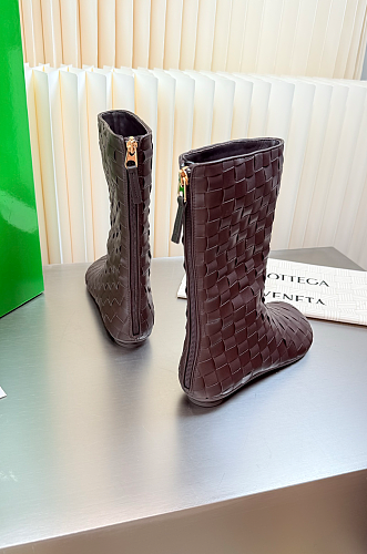 Atomic Intrecciato Leather Ankle Boots Brown