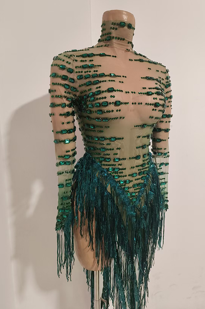 Emerald Fringe Dress