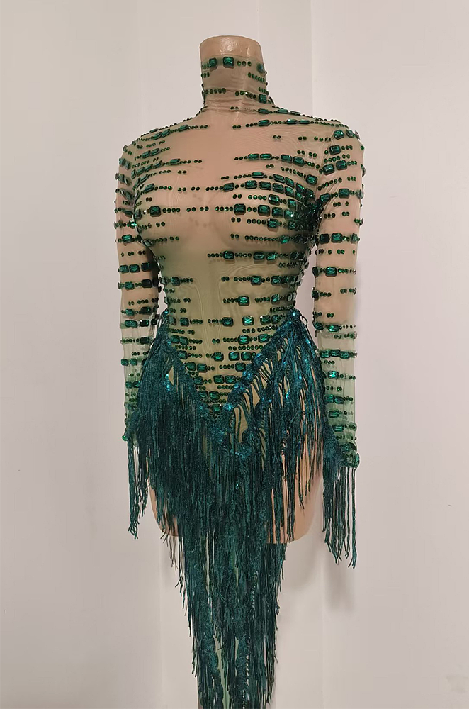 Emerald Fringe Dress