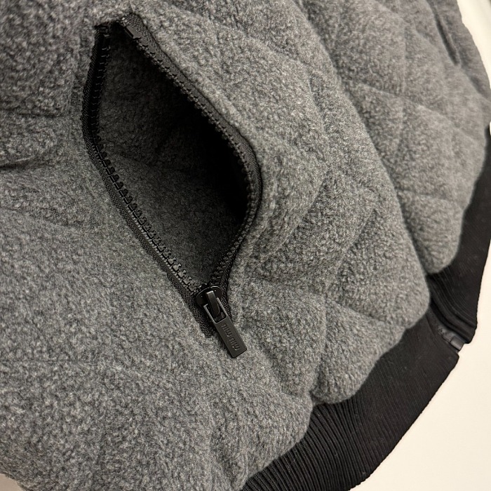 Grey Quilted Zip-up Vest