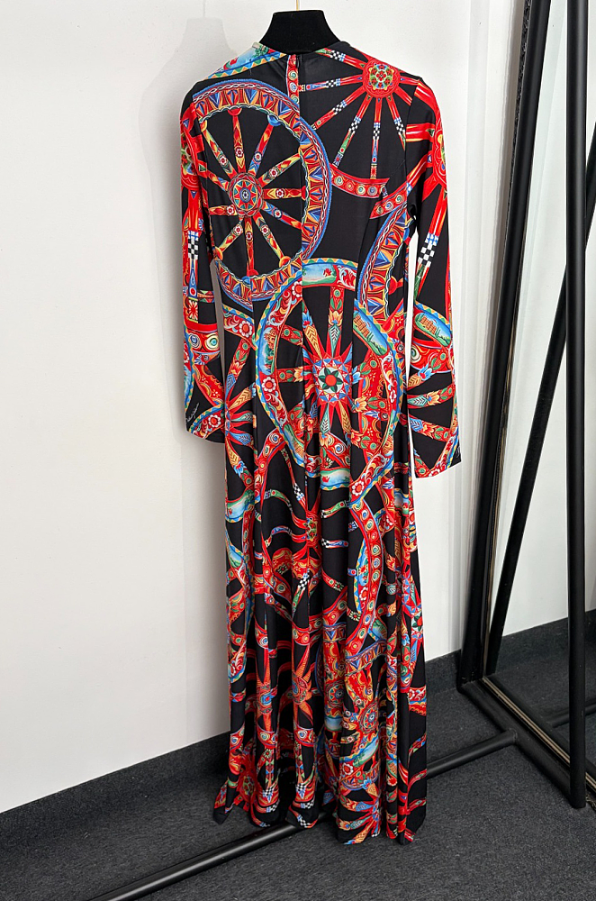 Carretto-print Charmeuse Dress