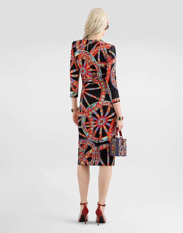 Carretto-print Charmeuse Dress