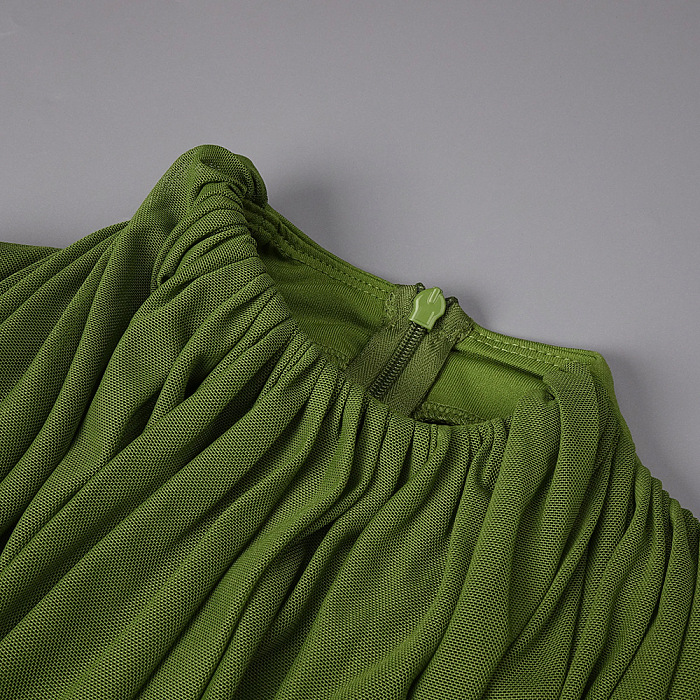 Olive Green Long-sleeve Maxi Dress