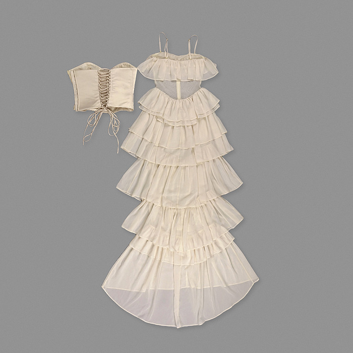 Ivory-colored Corset Maxi Dress