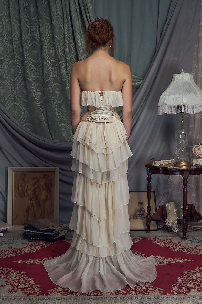 Ivory-colored Corset Maxi Dress