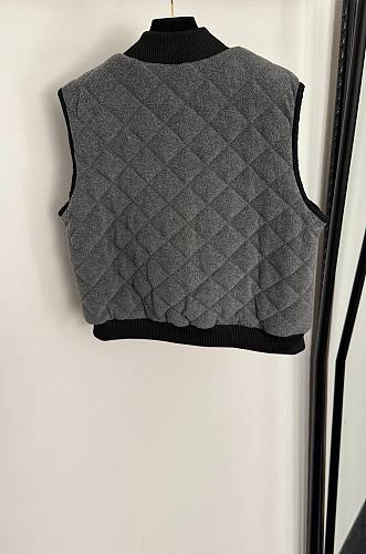 Grey Quilted Zip-up Vest