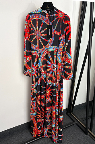 Carretto-print Charmeuse Dress
