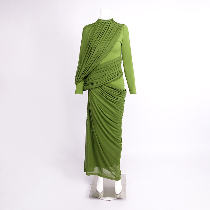 Olive Green Long-sleeve Maxi Dress