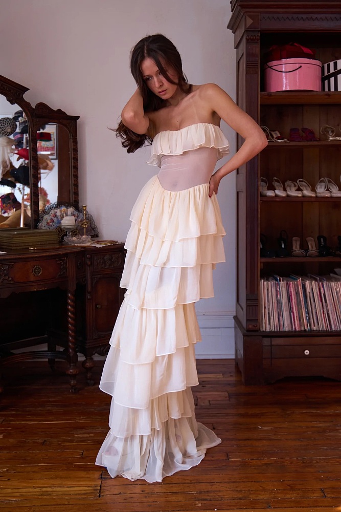 Ivory-colored Corset Maxi Dress