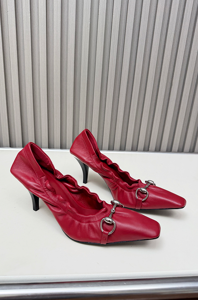 Vittoria 75 Horsebit-embellished Lambskin Pumps Burgundy