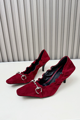 Vittoria 75 Horsebit-embellished Suede Pumps Wine Red