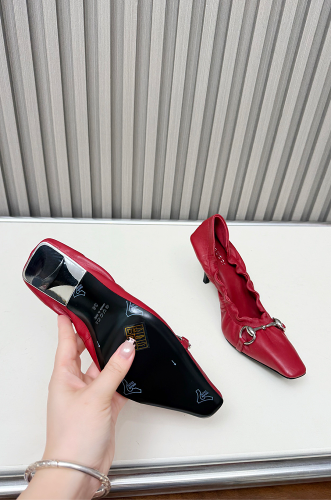 Vittoria 75 Horsebit-embellished Lambskin Pumps Burgundy