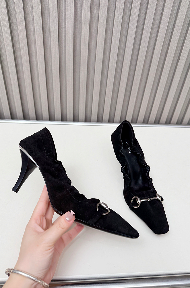 Vittoria 75 Horsebit-embellished Suede Pumps Black