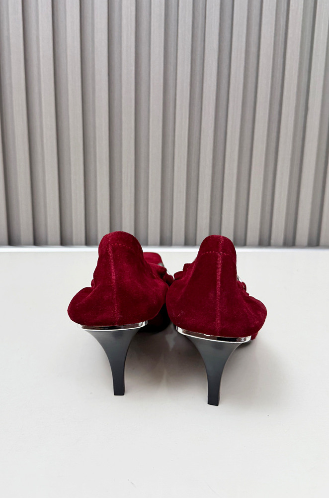 Vittoria 75 Horsebit-embellished Suede Pumps Wine Red