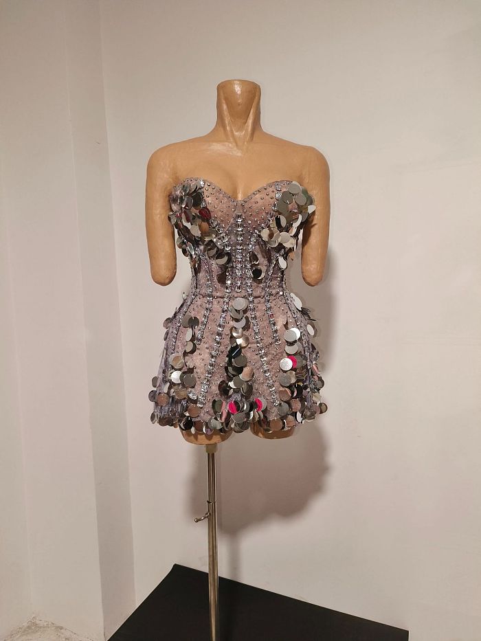 Sparkle Corset Mini Dress in Silver