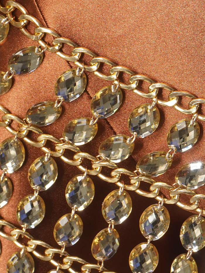 Sparkle Season Jeweled Chain Strap Halter Top & Waist Chain in Gold