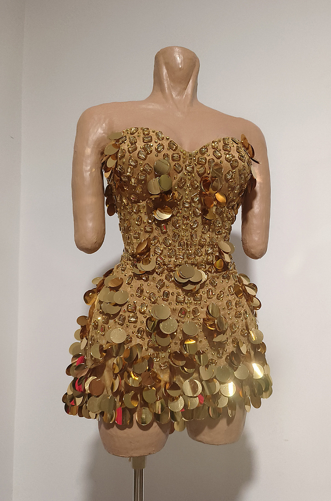 Sparkle Corset Mini Dress in Gold