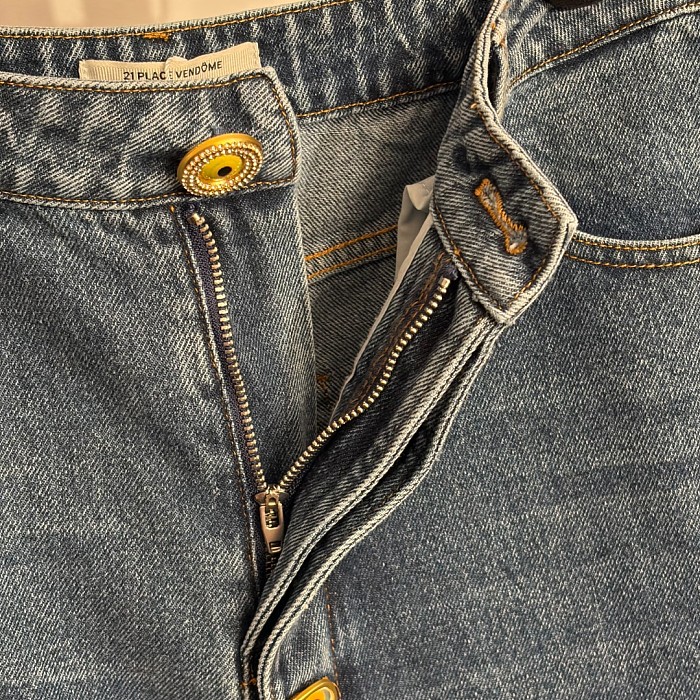 Denim Asymmetric Button Pants