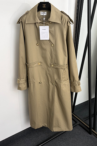 Chanel High Neck Trench in Beige
