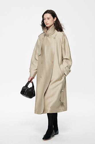 Beige Belted Trench Coat
