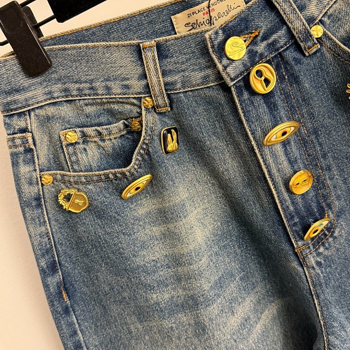 Embellished Wide-leg Denim Jeans