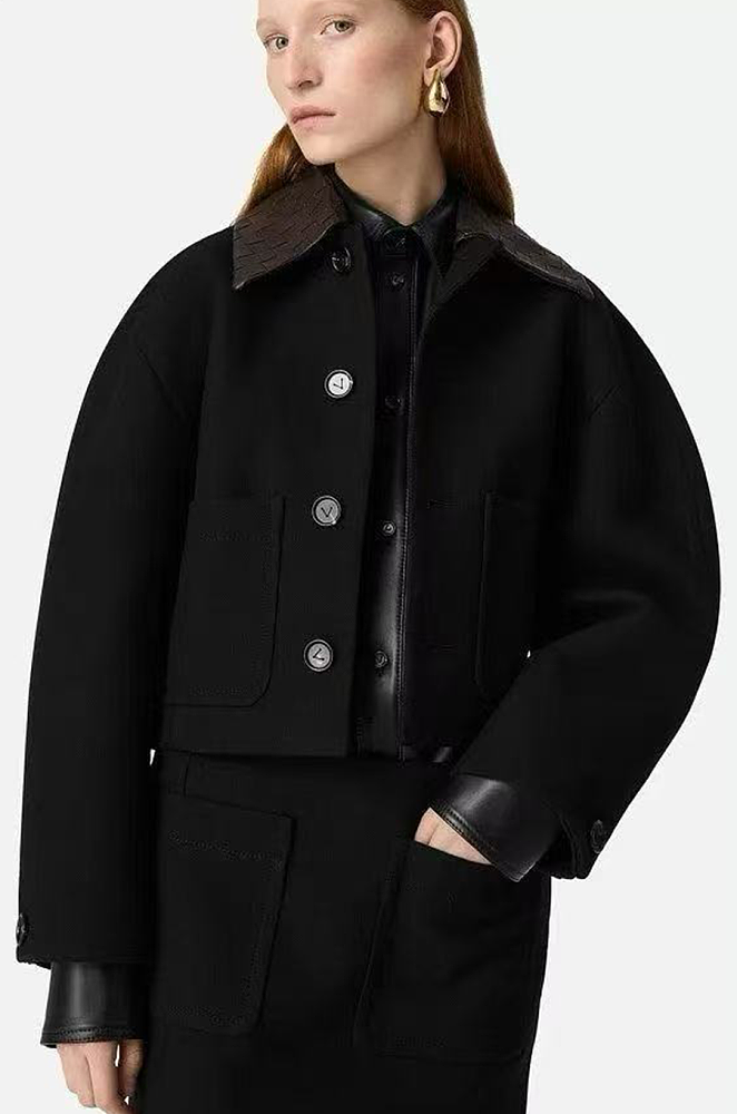 Bottega Veneta Cotton Cropped Jacket - Black
