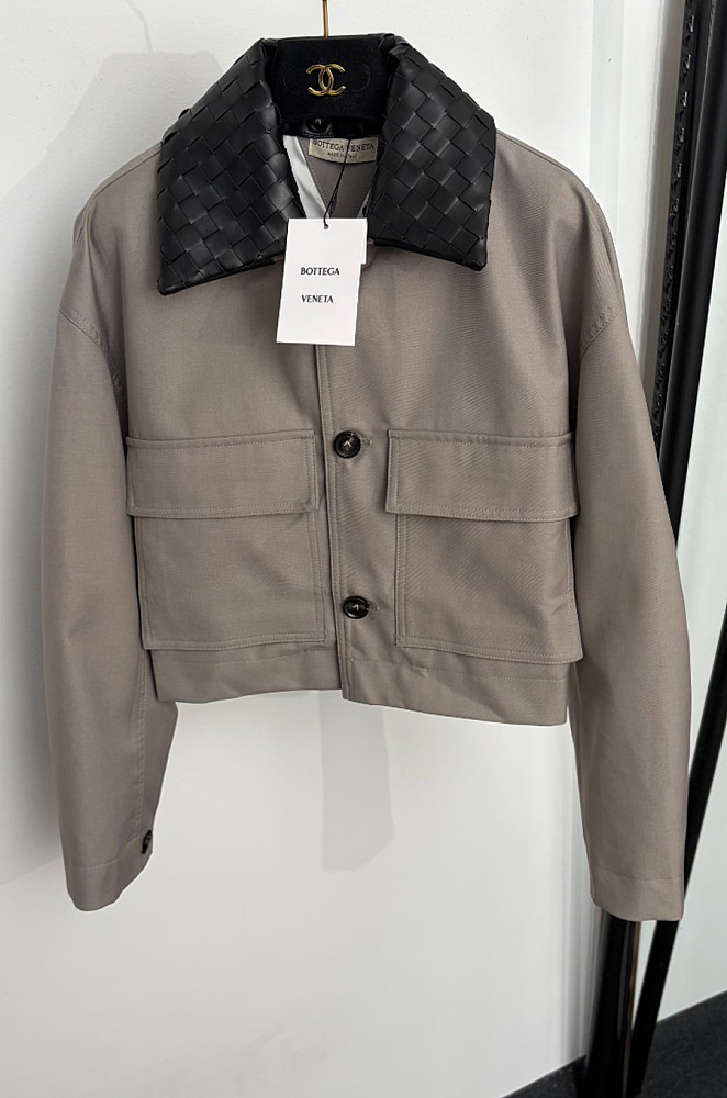 Bottega Veneta Cotton Cropped Jacket - Grey