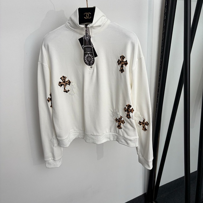 Chrome Hearts Leopard Cross Patch Half Zip Sweatshirt