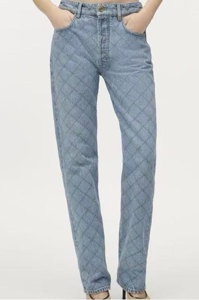 Diamond-quilted Denim Jeans