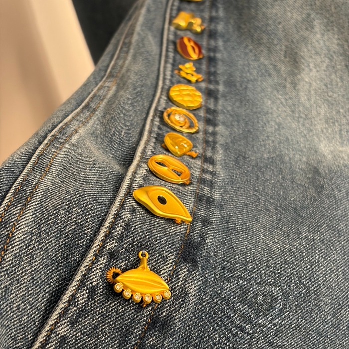Denim Asymmetric Button Pants