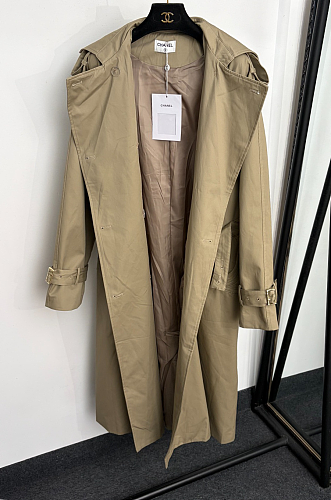 Chanel High Neck Trench in Beige